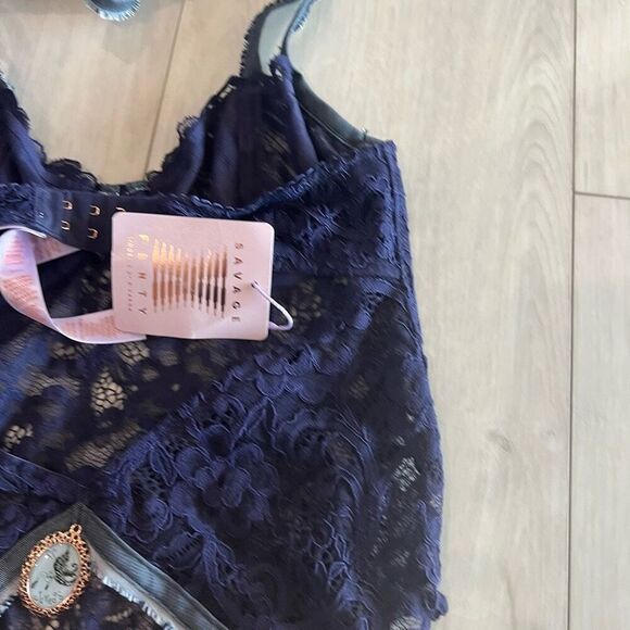 RARE Savage X Fenty blue denim Jean Lace Bodysuit sexy cowboy rodeo Rihanna hot - Picture 8 of 10